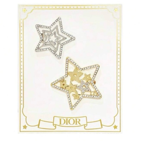 Dior Other - NIP Dior Crystal Star Barrettes Set - Gold & Silver